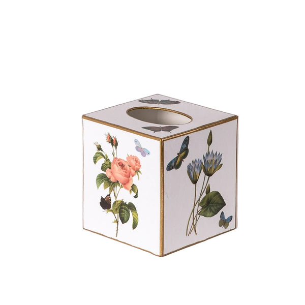 Pink Roses, Hydrangea & Blue Irises Tissue Box
