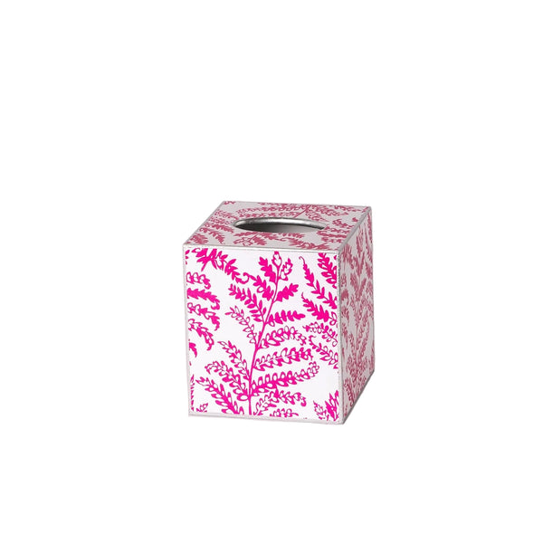 Raspberry Lacy Fern Tissue Box