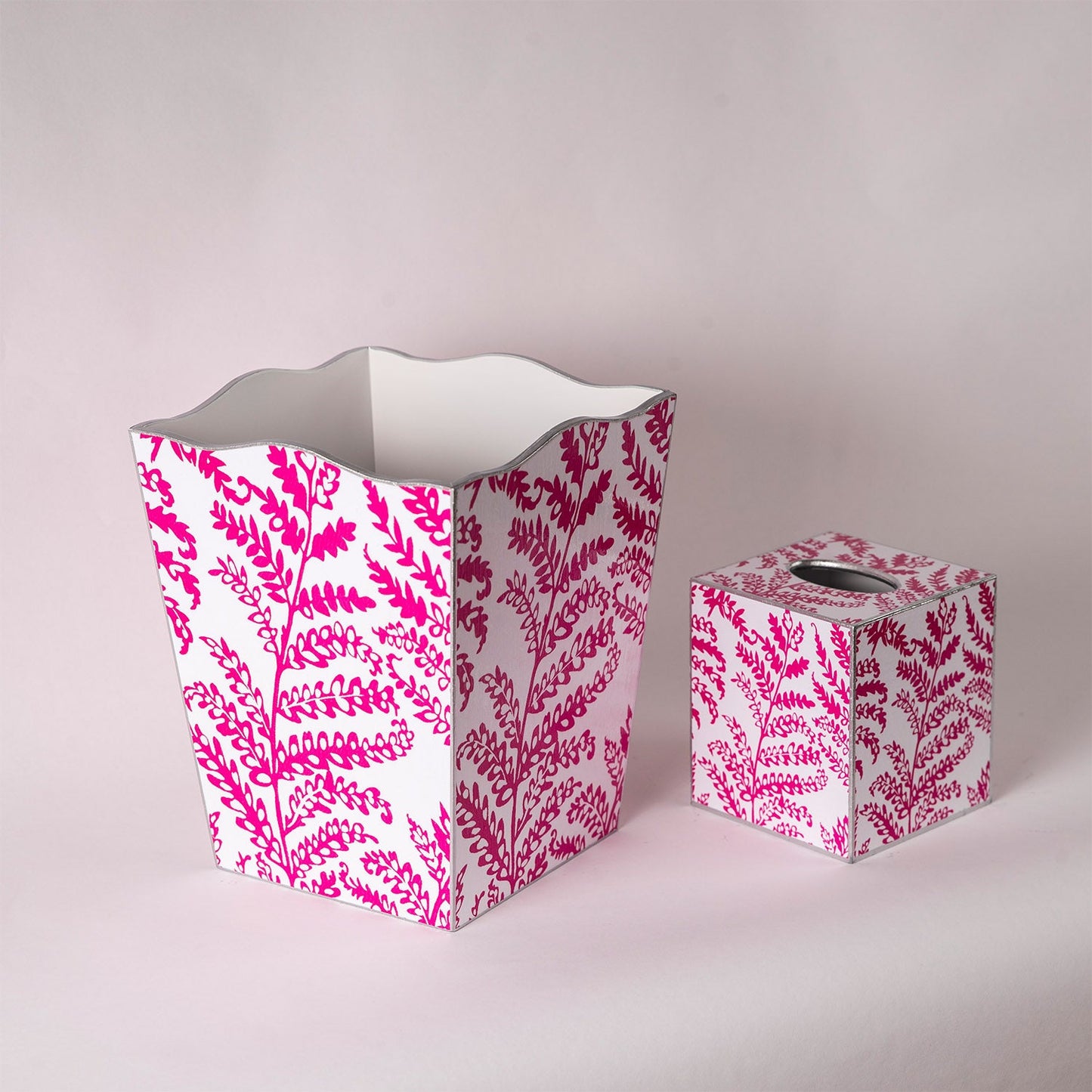 Raspberry Lacy Fern Wastepaper Basket