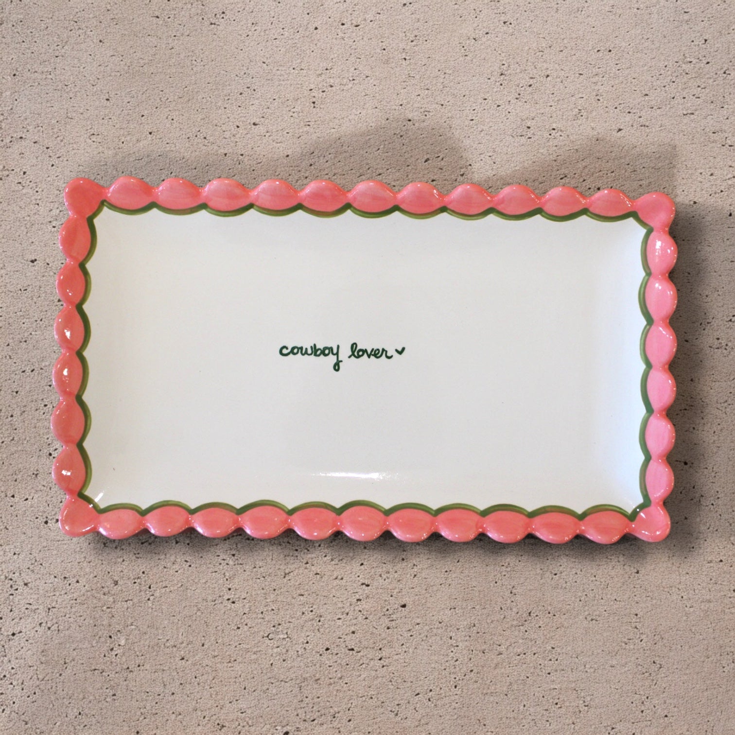 Hand-painted “cowboy lover” Scalloped Tray
