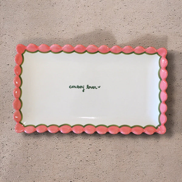 Hand-painted “cowboy lover” Scalloped Tray