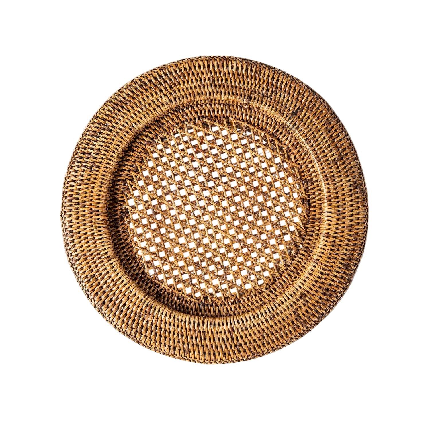 Set of Four Rattan Charger Plates - Brown