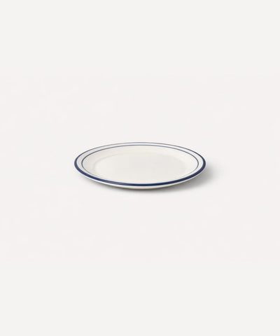 Rim Bread Plate in Deep Blue — slim hand-painted band on a crisp white ground, Carmen del Viboral ceramic