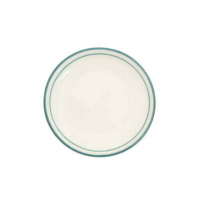 Rim Bread Plate in Teal — hand-painted rimmed ceramic from Carmen del Viboral, Colombia.