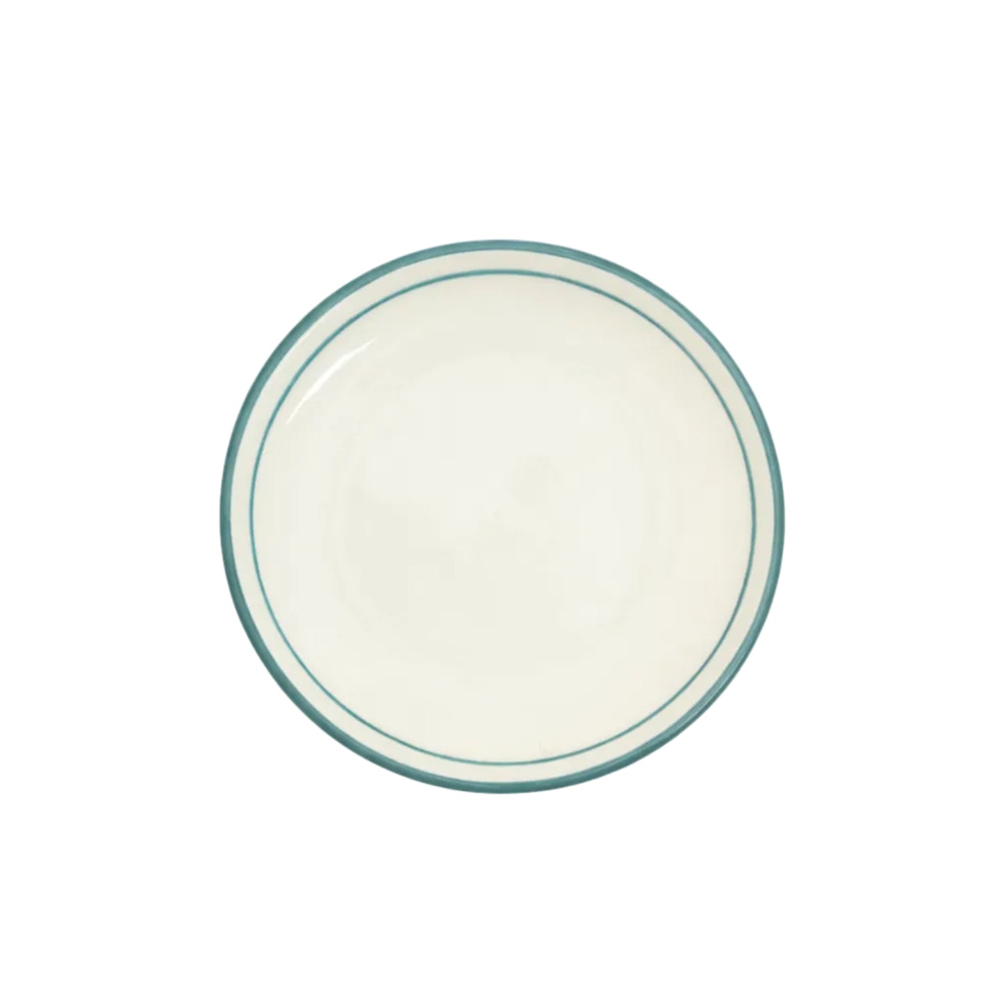 Rim Bread Plate in Teal — hand-painted rimmed ceramic from Carmen del Viboral, Colombia.