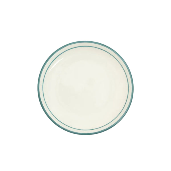 Rim Bread Plate in Teal — hand-painted rimmed ceramic from Carmen del Viboral, Colombia.