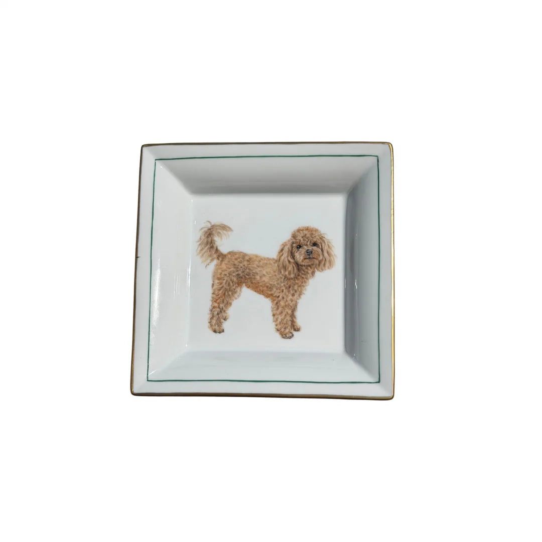 Porcelain Dog Ashtray / Key Box – Standing Poodle