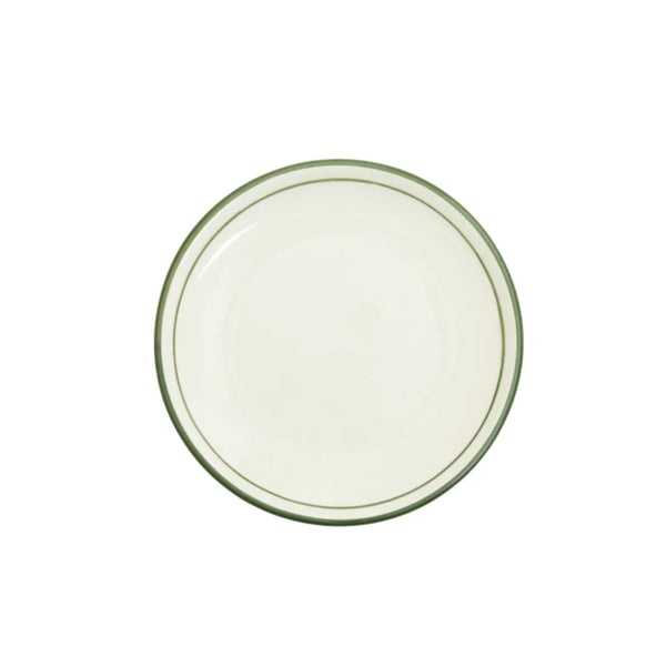 Rim Bread Plate in Fern Green — hand-painted rimmed ceramic from Carmen del Viboral, Colombia.