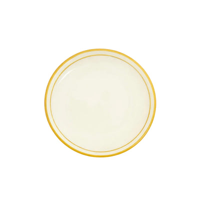 Rim Bread Plate in Golden Yellow — hand-painted rimmed ceramic from Carmen del Viboral, Colombia.