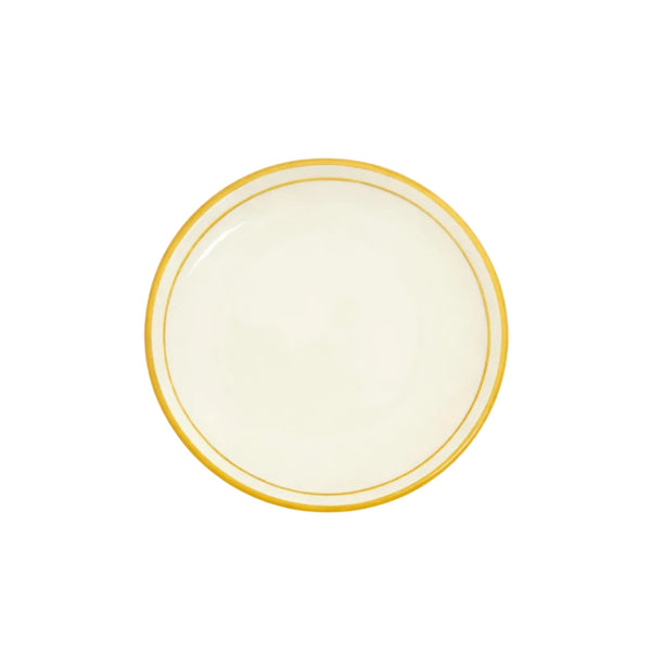 Rim Bread Plate in Golden Yellow — hand-painted rimmed ceramic from Carmen del Viboral, Colombia.