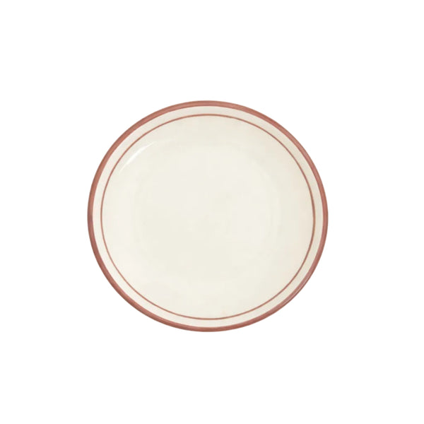 Rim Bread Plate in Vintage Rose — hand-painted rimmed ceramic from Carmen del Viboral, Colombia.