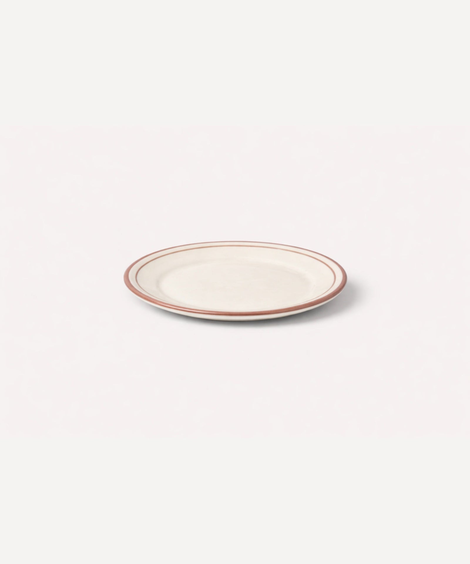 Hand-painted Rim Bread Plate in Vintage Rose — slim rose band on a white ground.