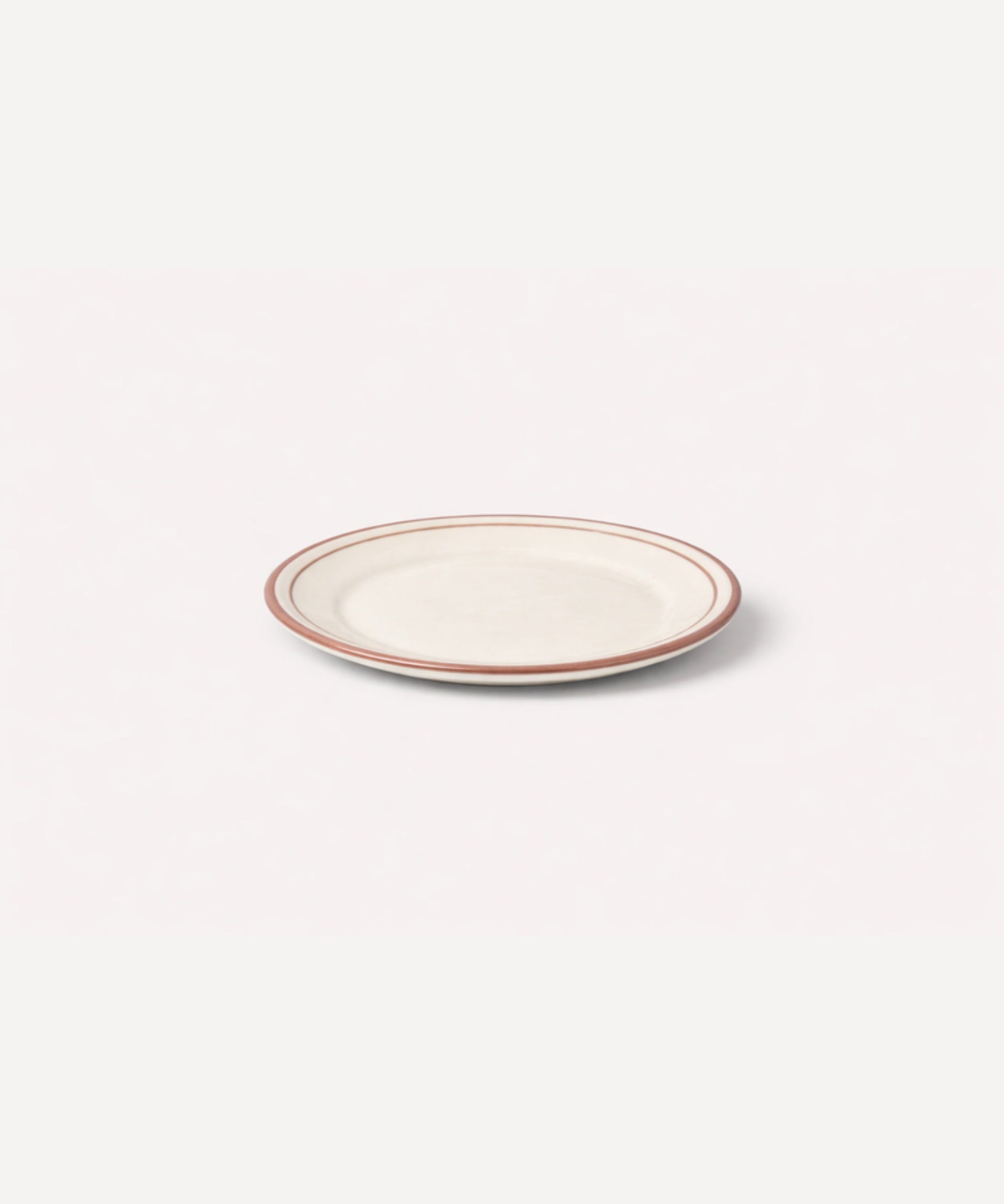 Hand-painted Rim Bread Plate in Vintage Rose — slim rose band on a white ground.