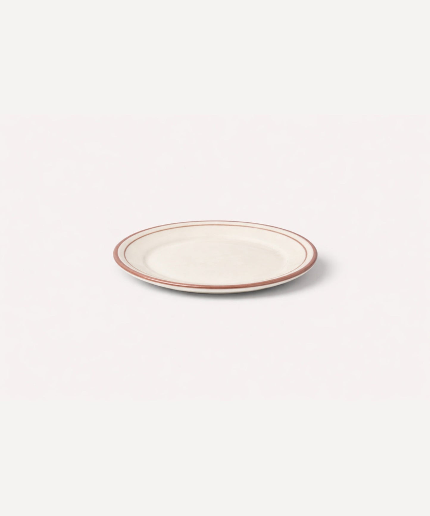 Hand-painted Rim Bread Plate in Vintage Rose — slim rose band on a white ground.