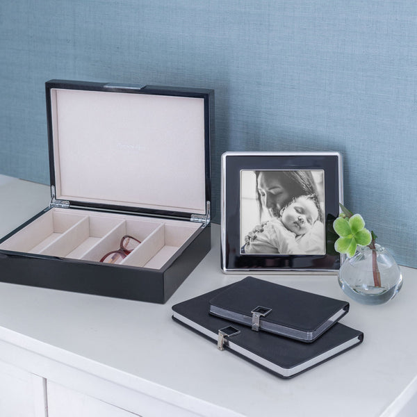 Large black glasses box with suede interior