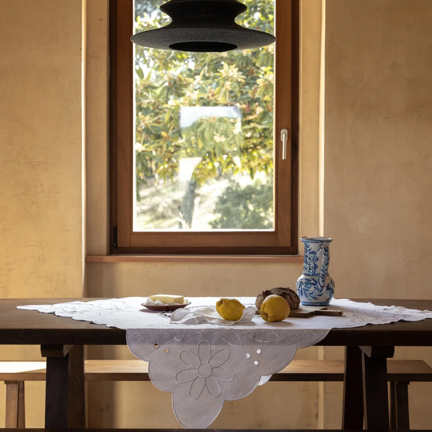 Cutwork Linen Tablecloth with Horse Motif