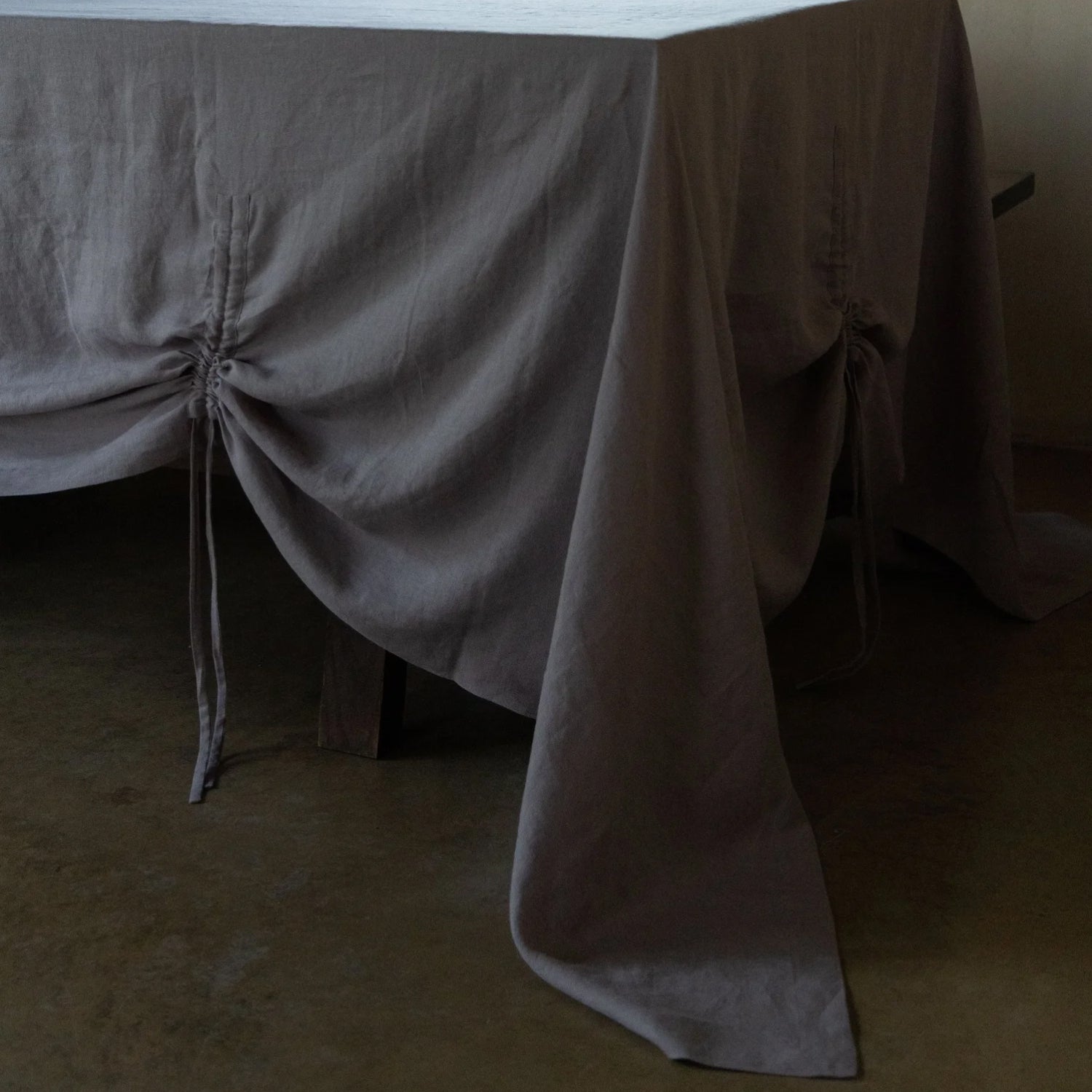 Handcrafted Linen Tablecloth with Drawstring Gathers