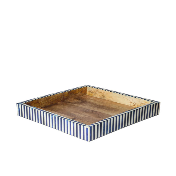 Square Inlay Tray | Large | Blue | Striped