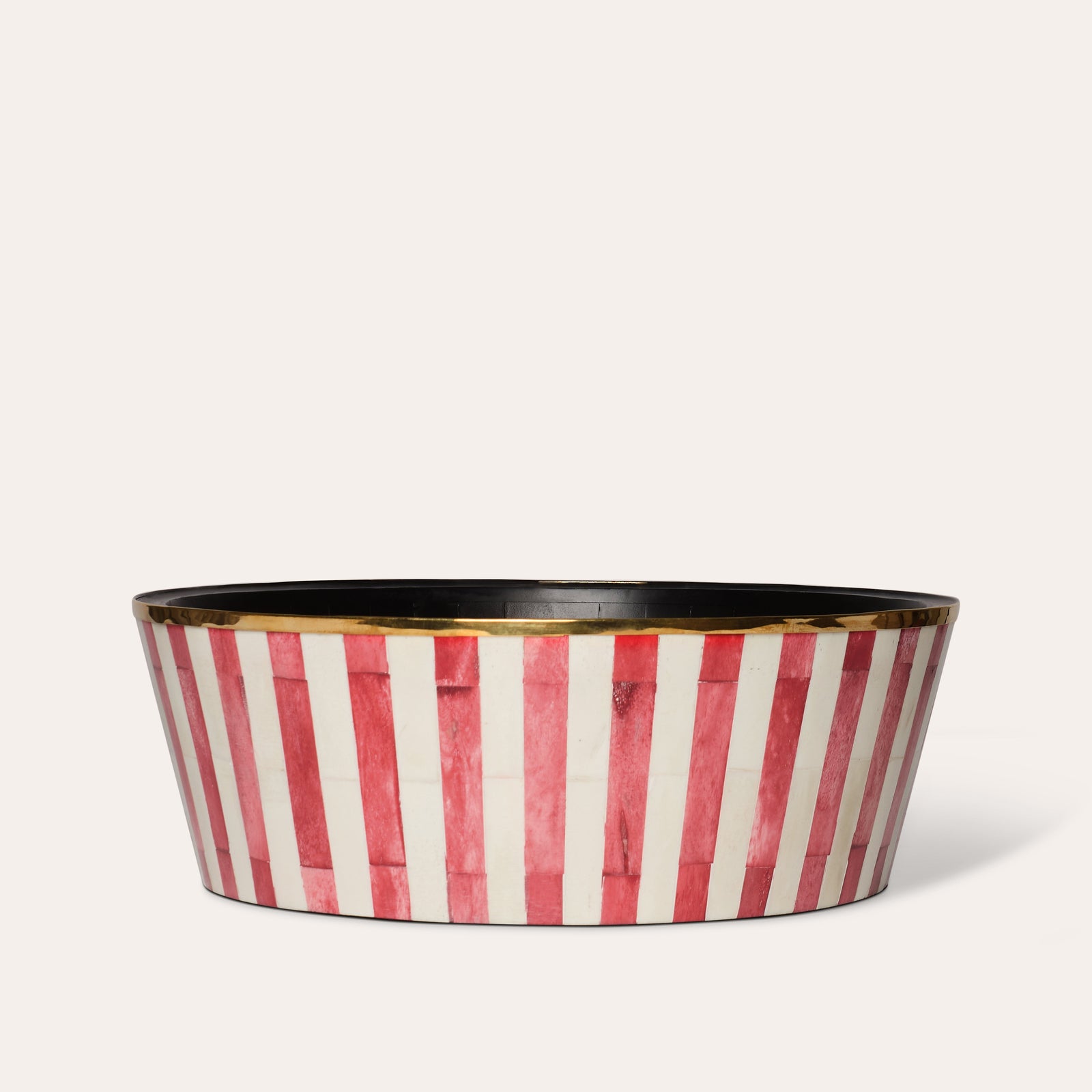 Round Inlay Planter | Large | Ruby Red | Striped