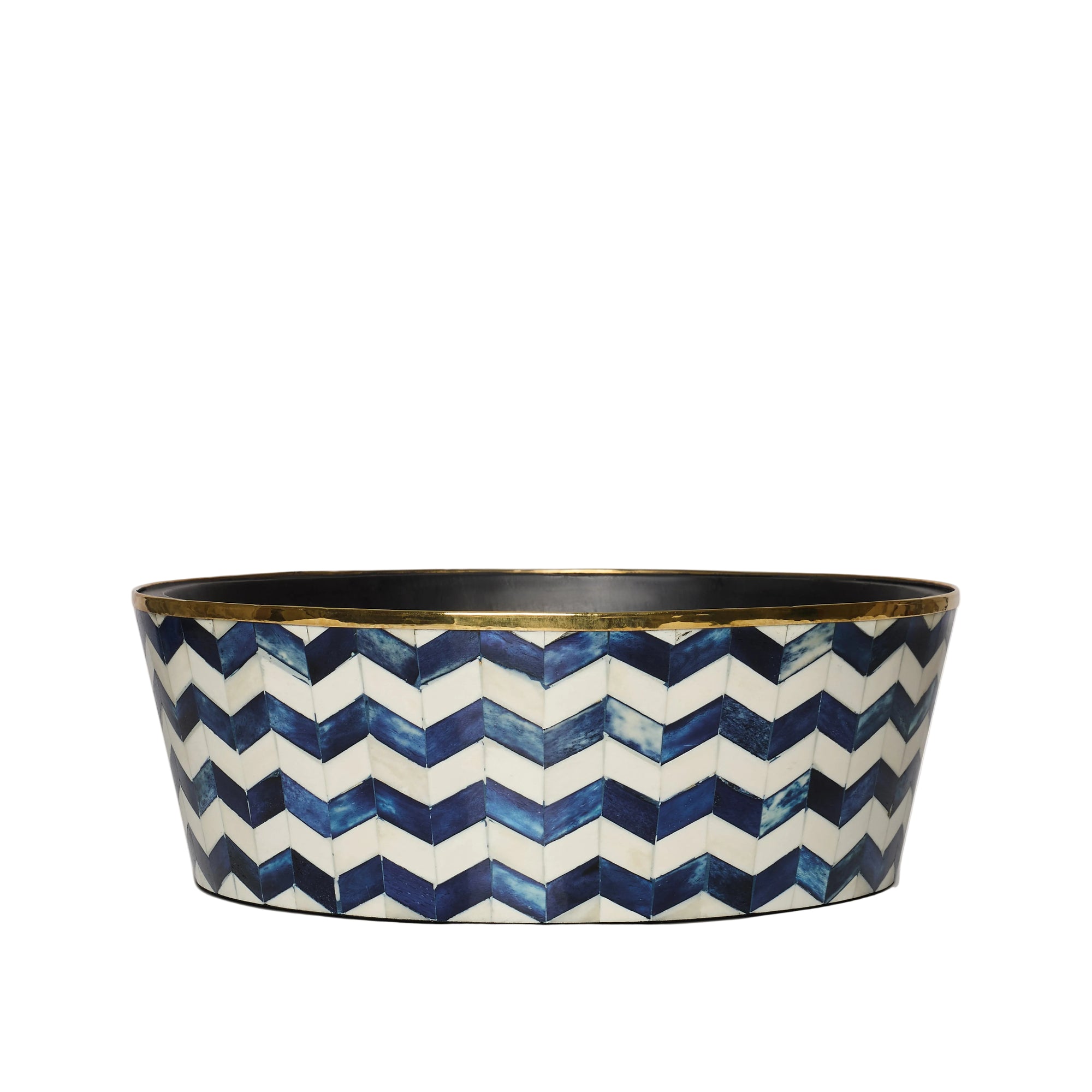 Round Inlay Planter | Large | Blue | Chevron