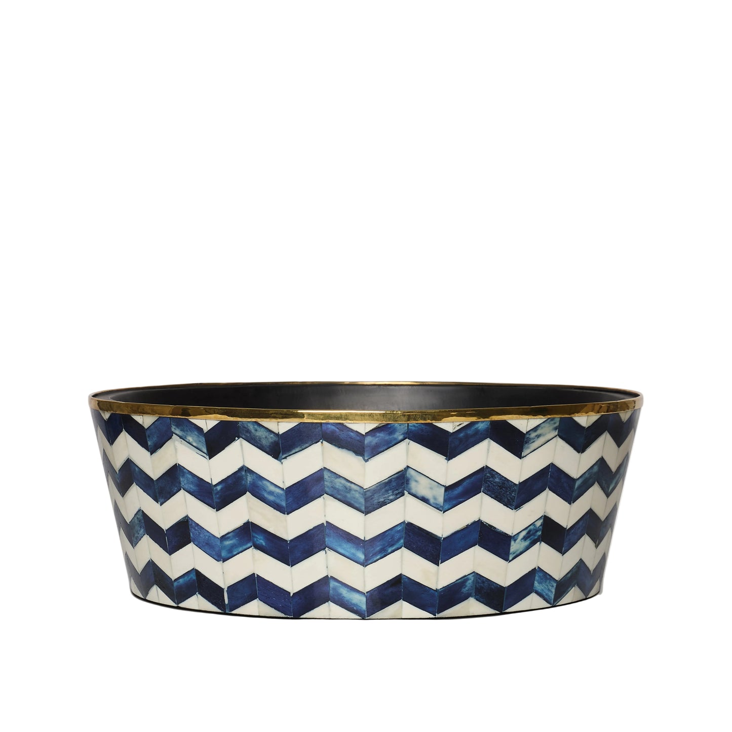 Round Inlay Planter | Large | Blue | Chevron