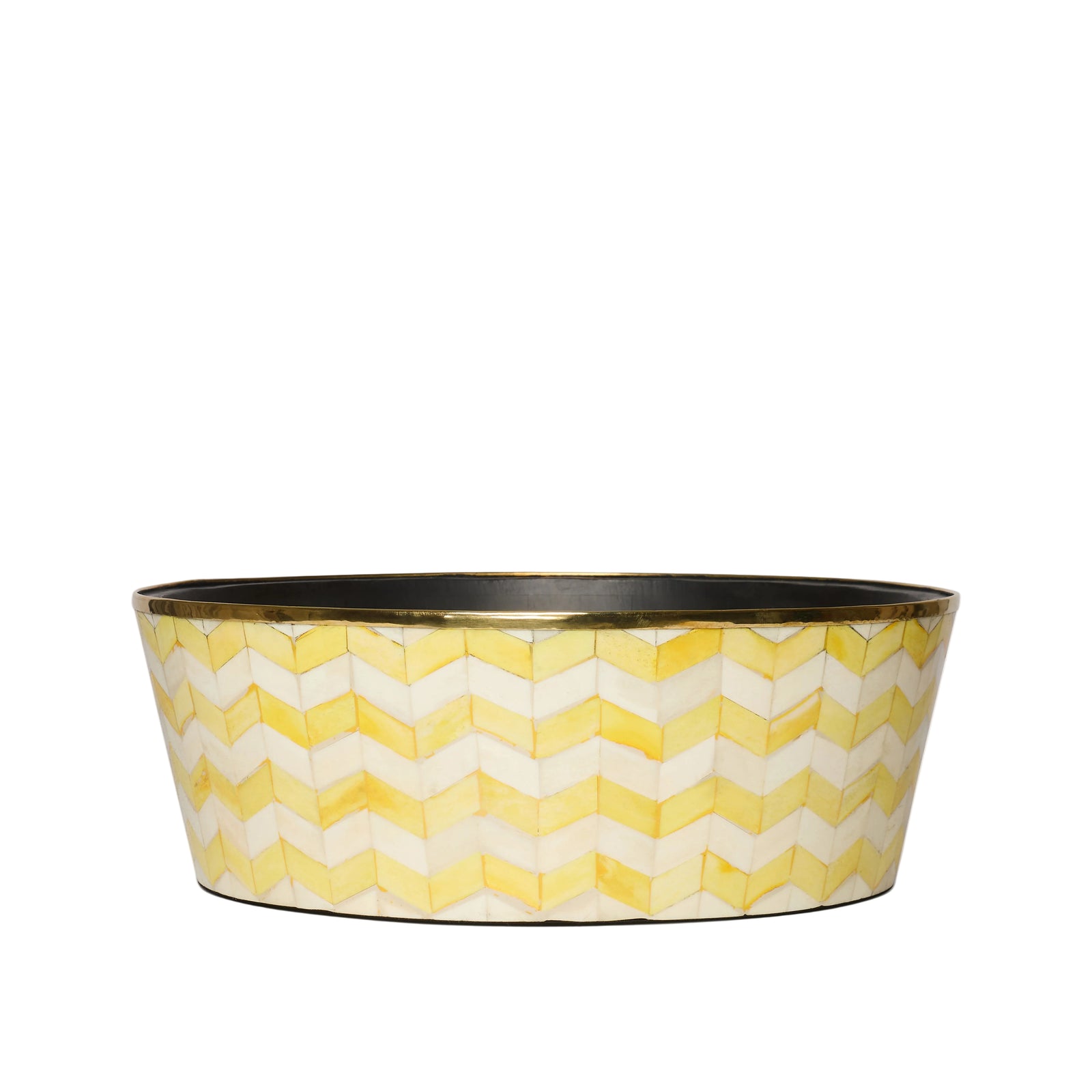 Round Inlay Planter | Large | Yellow | Chevron