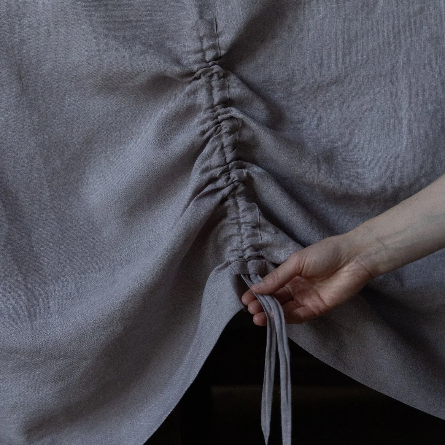 Handcrafted Linen Tablecloth with Drawstring Gathers