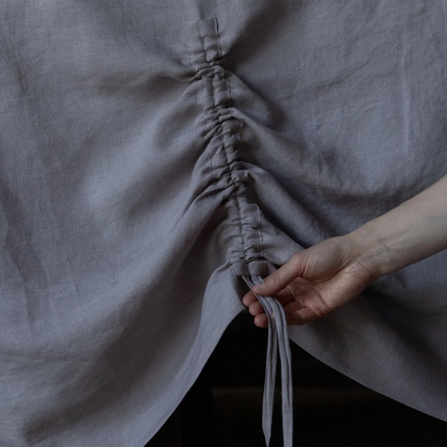 Handcrafted Linen Tablecloth with Drawstring Gathers