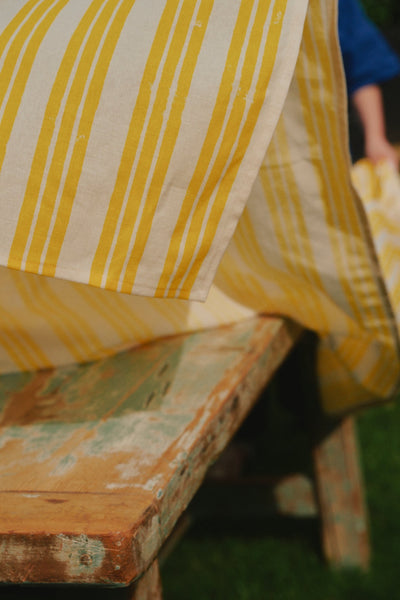 Lemon Yellow Stripe Tablecloth