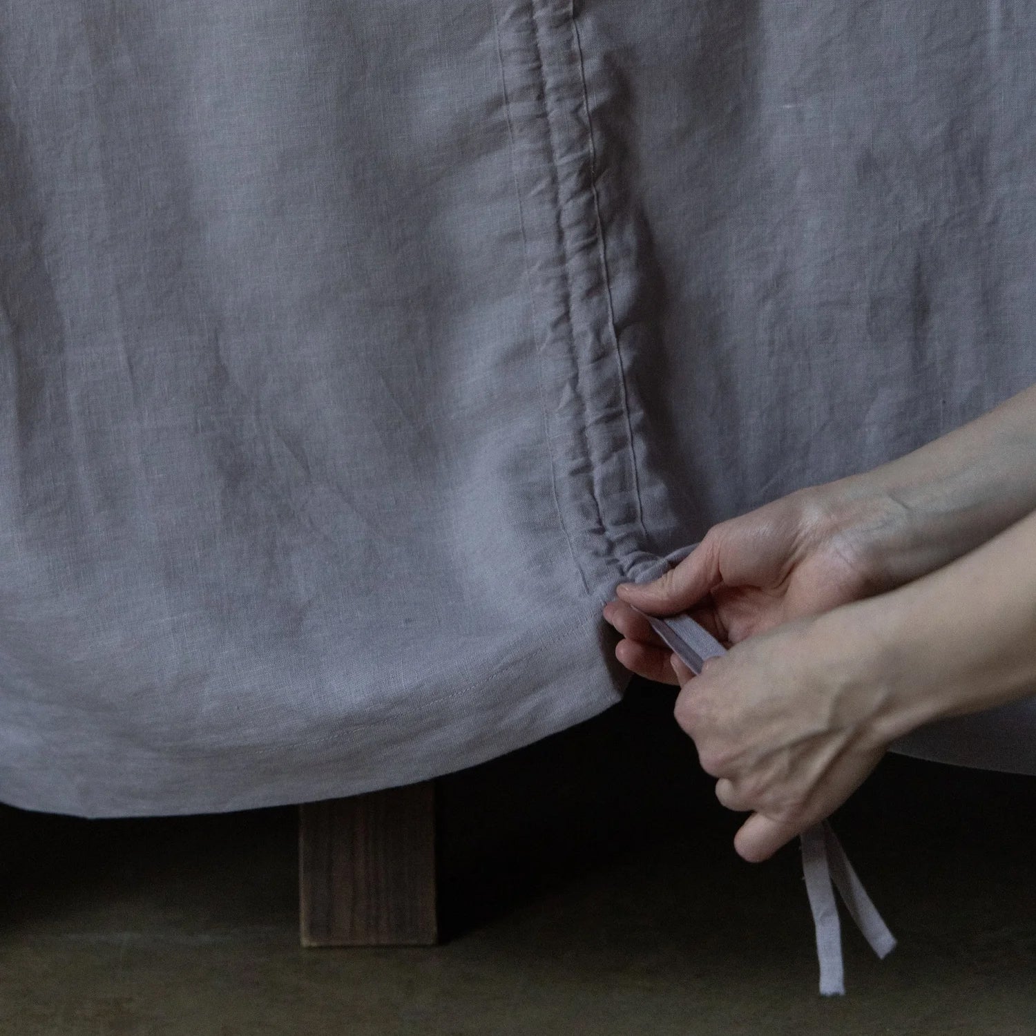 Handcrafted Linen Tablecloth with Drawstring Gathers