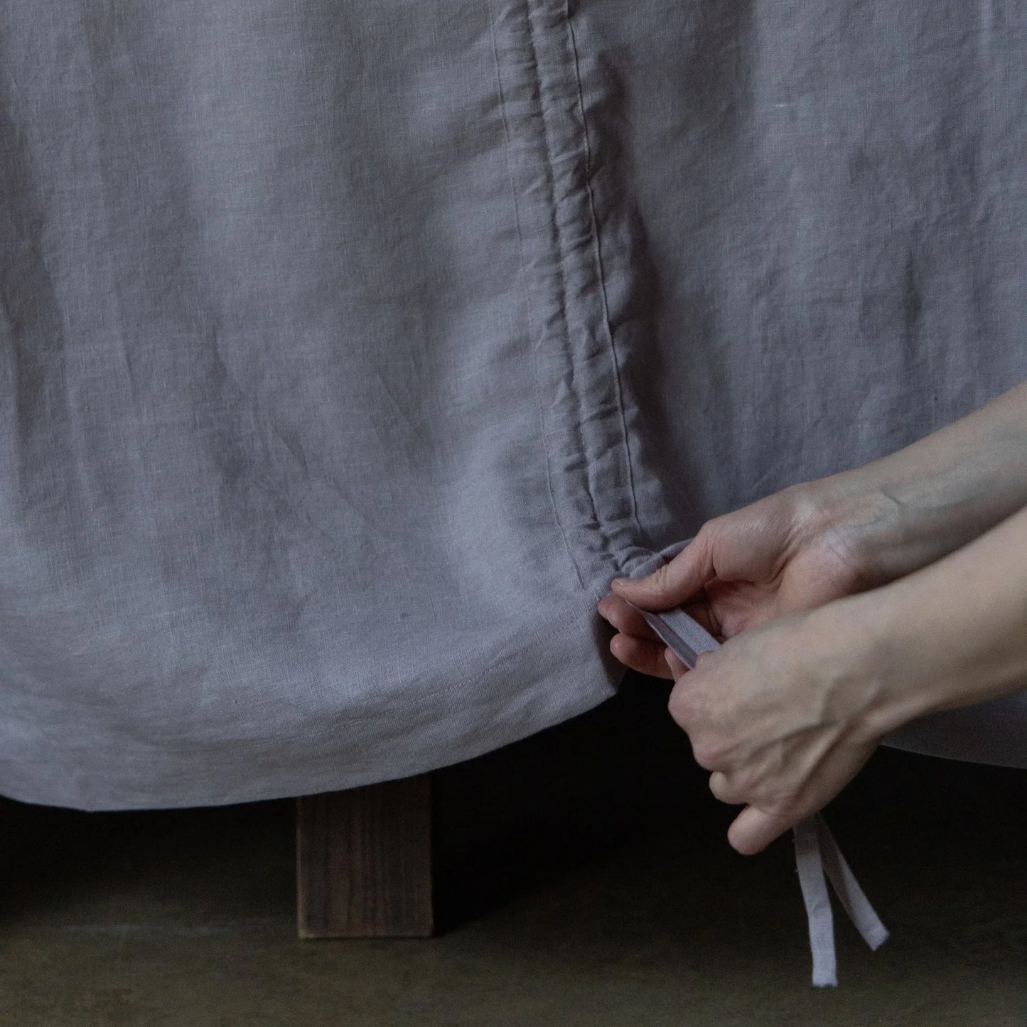 Handcrafted Linen Tablecloth with Drawstring Gathers