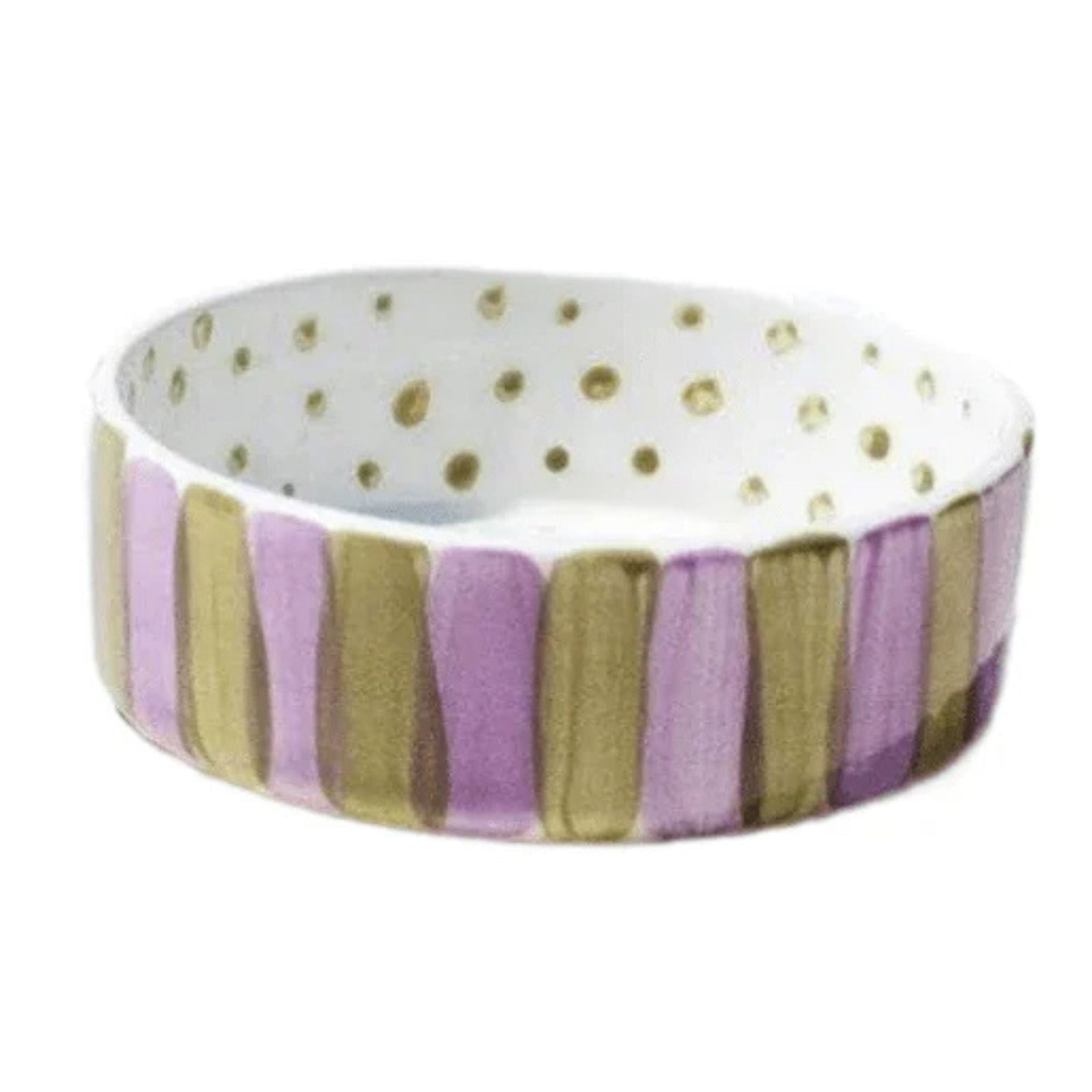 Olive On Purple Stripes Pet Bowl