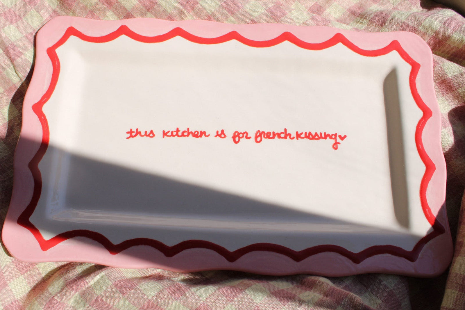 "This Kitchen Is for French Kissing” Scalloped Tray