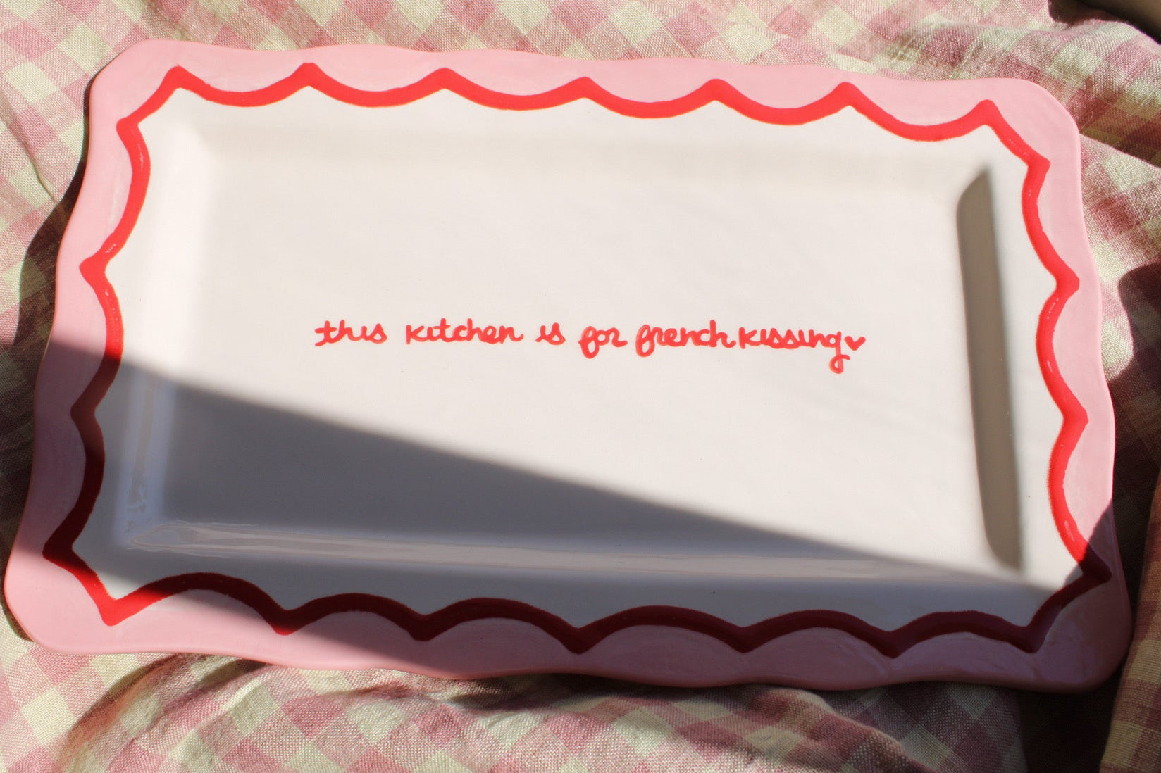 "This Kitchen Is for French Kissing” Scalloped Tray