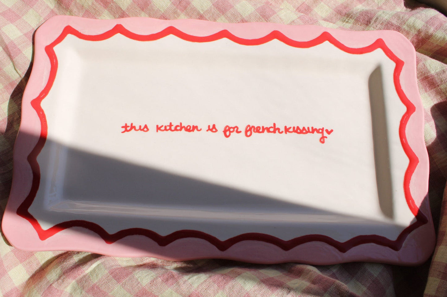 "This Kitchen Is for French Kissing” Scalloped Tray
