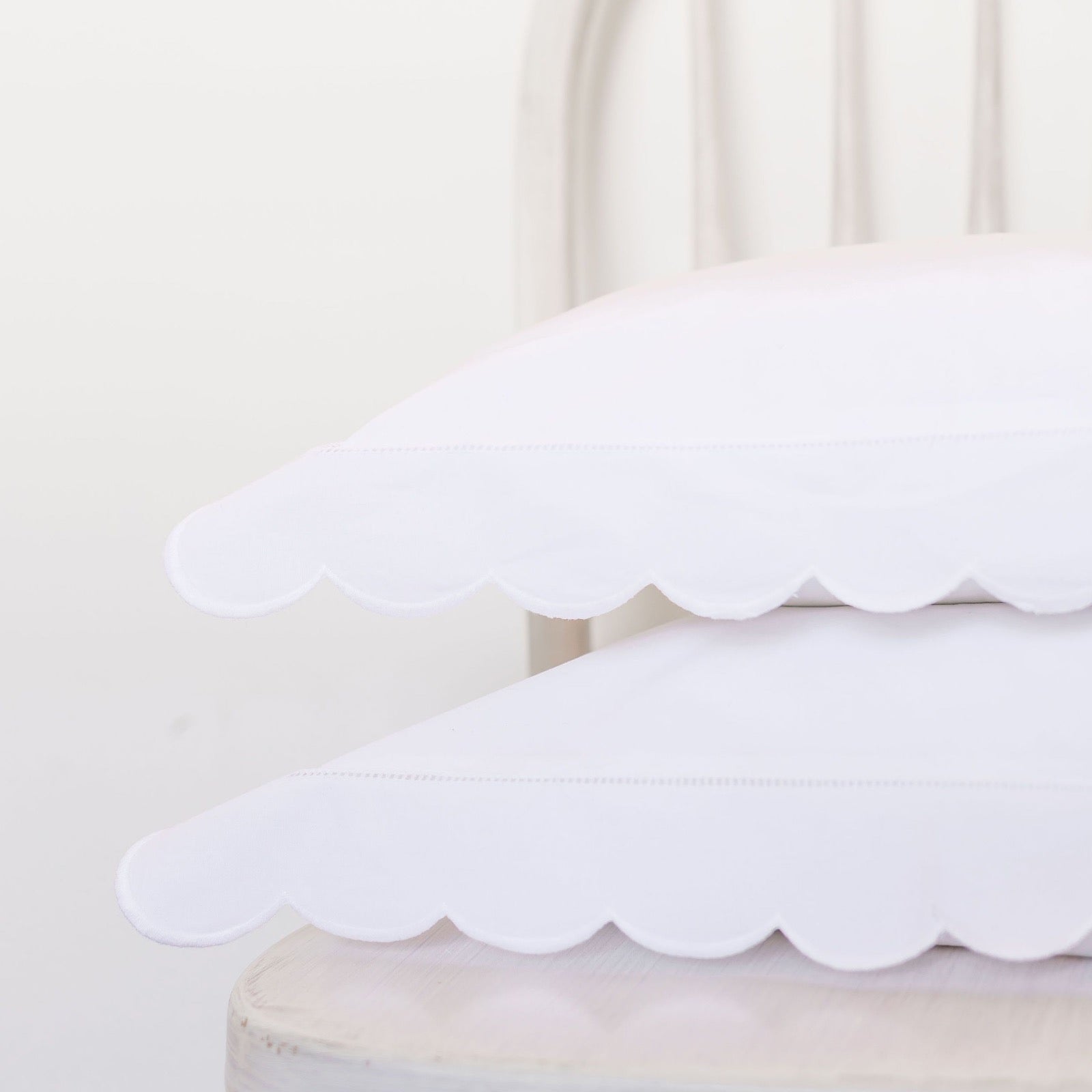White scalloped edge pillowcase