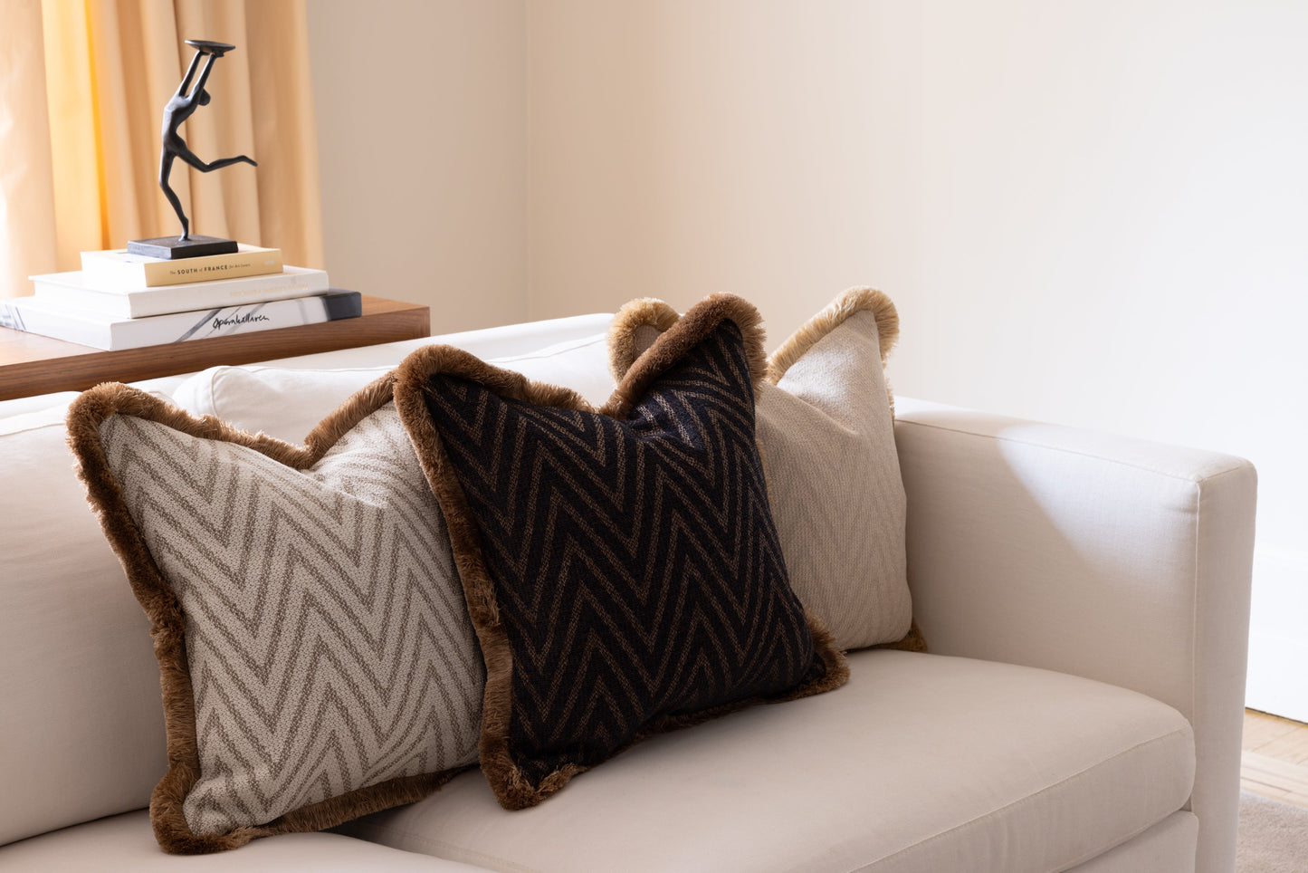 Pillow cover - The Herringbone Elegance (Large Pattern) Pillow Cover - Dark Brown & Toffee Mix