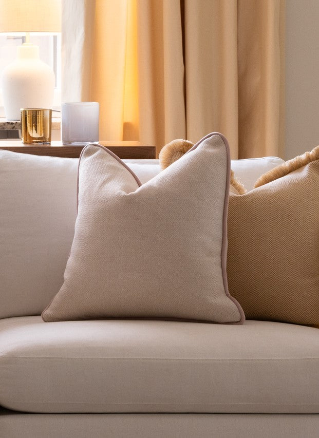 Pillow cover - The Herringbone Minimalist Pillow Cover - Ivory white & Pink champagne