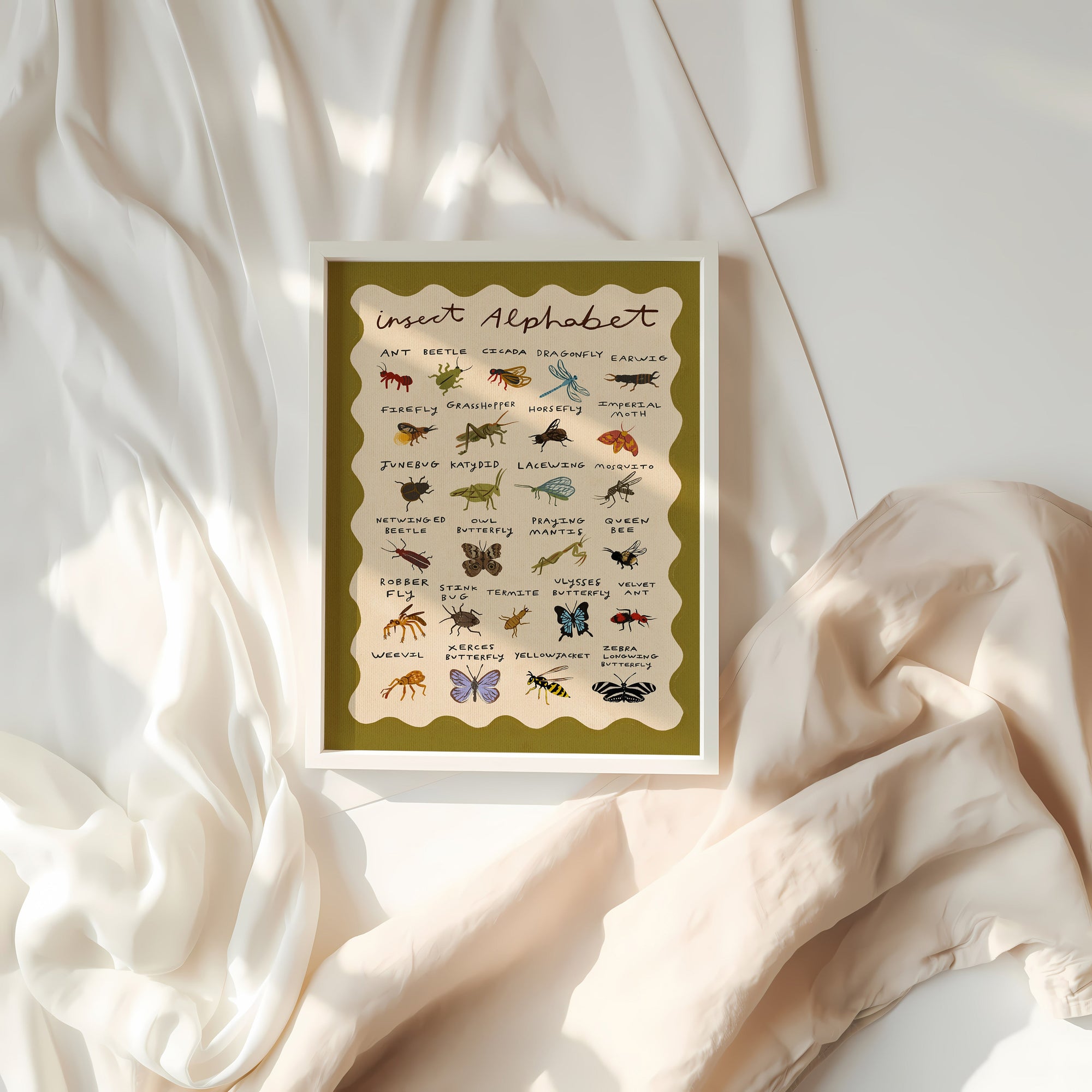 Insect Alphabet | Kid's Print | UNFRAMED