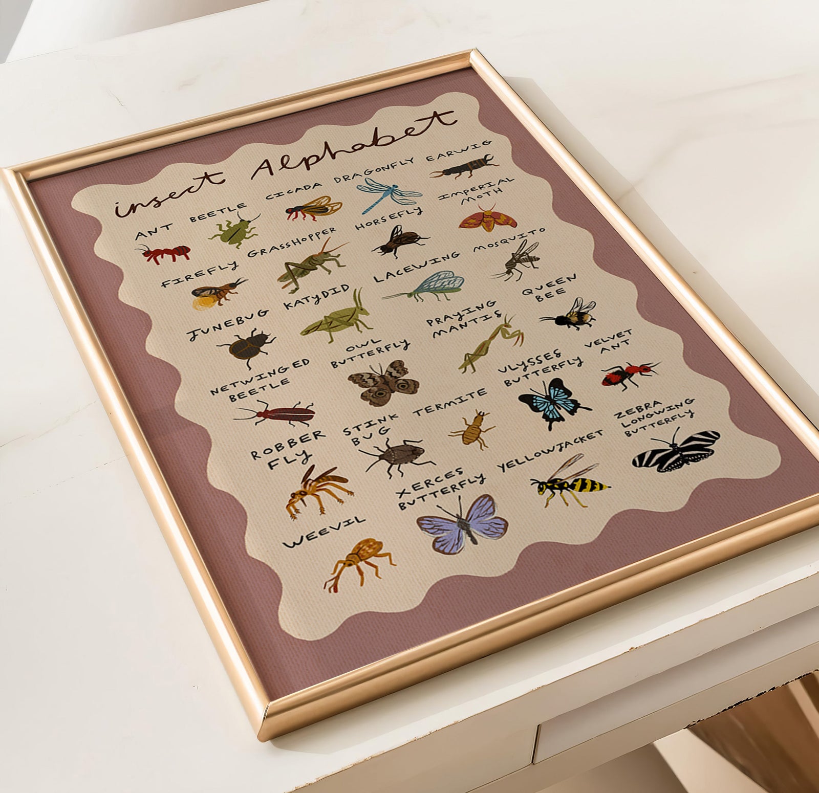 Insect Alphabet | Kid's Print | UNFRAMED