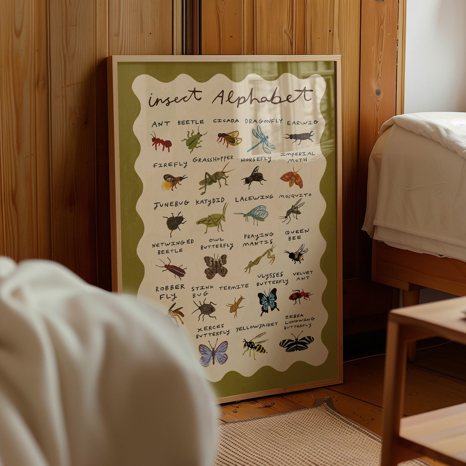 Insect Alphabet | Kid's Print | UNFRAMED