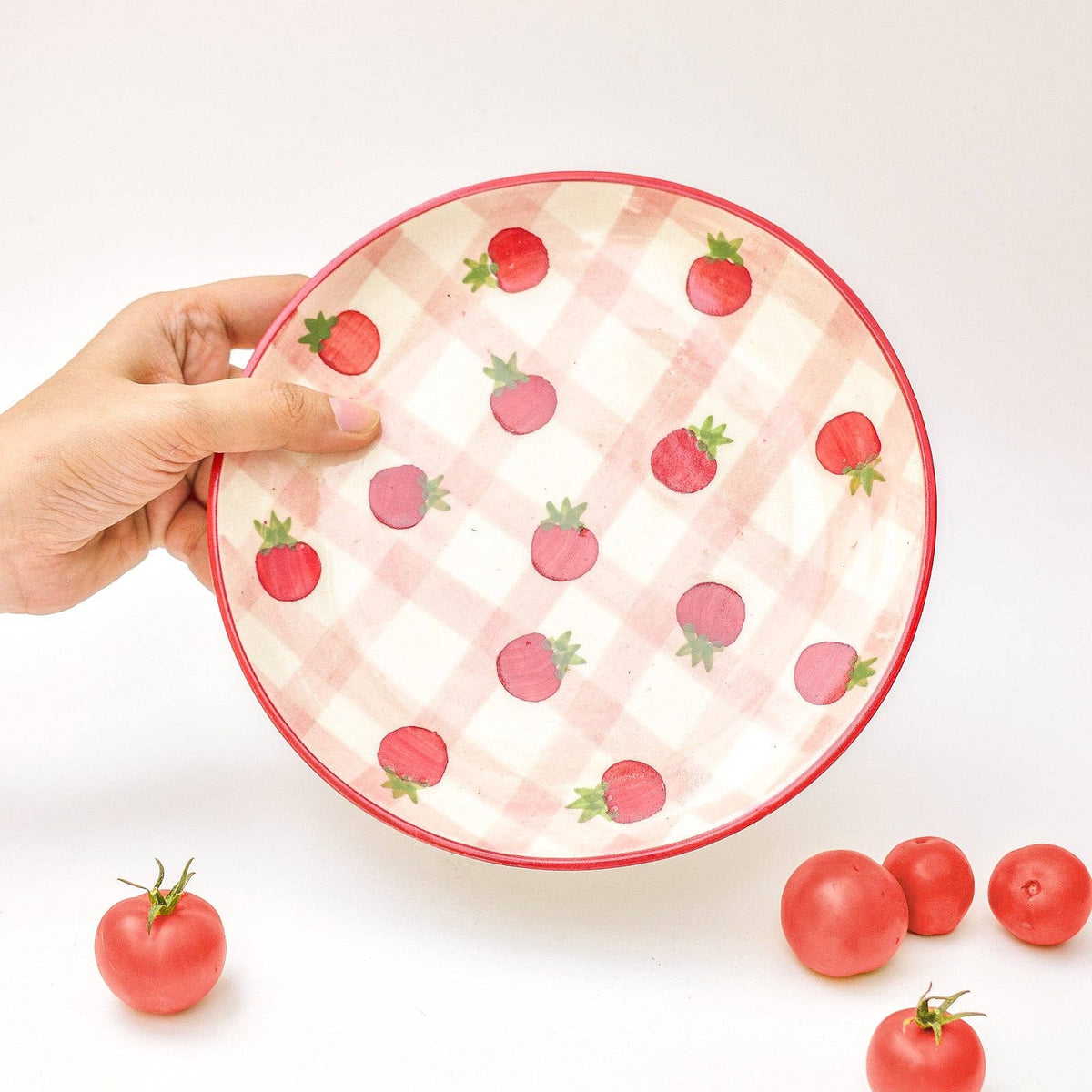 Dessert Plate - Cherry Tomato | Handpainted Ceramic | 7 In | Set of 2