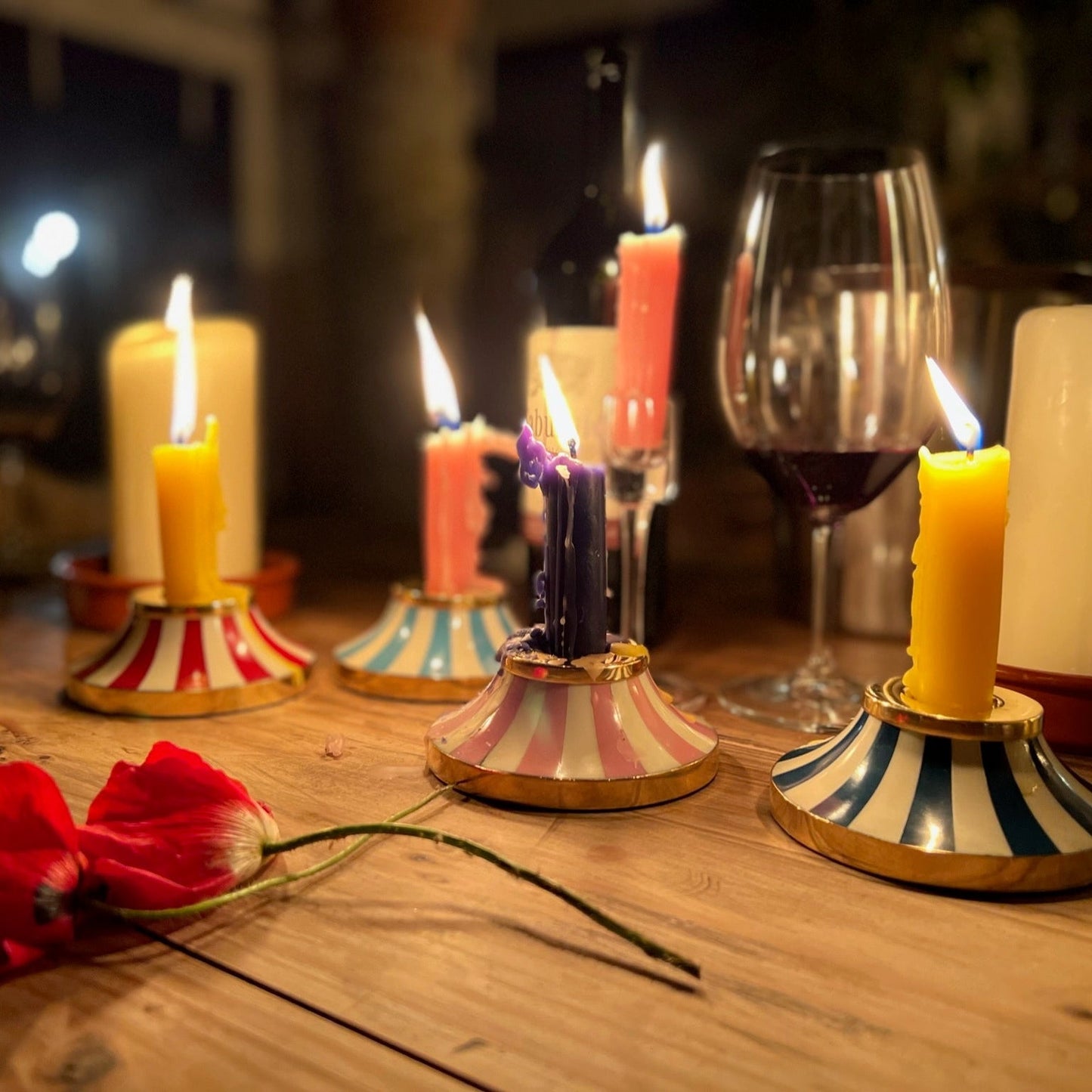 Circus Candleholder | Candy Pink | Striped