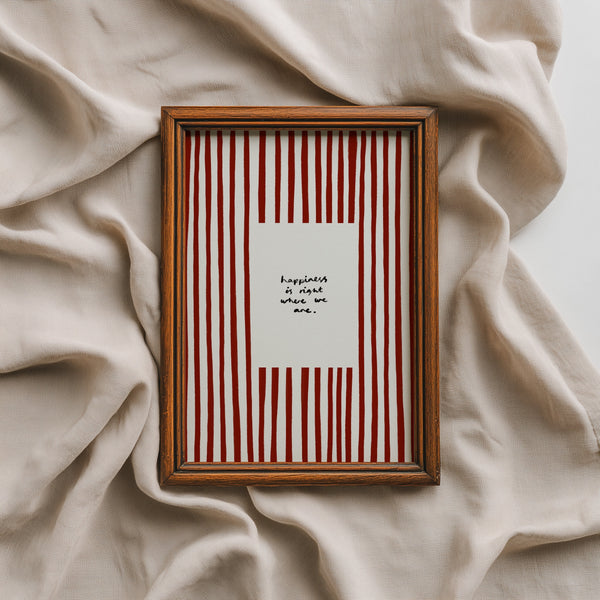 Happiness Is Where We Are | Red Living Room Print | UNFRAMED