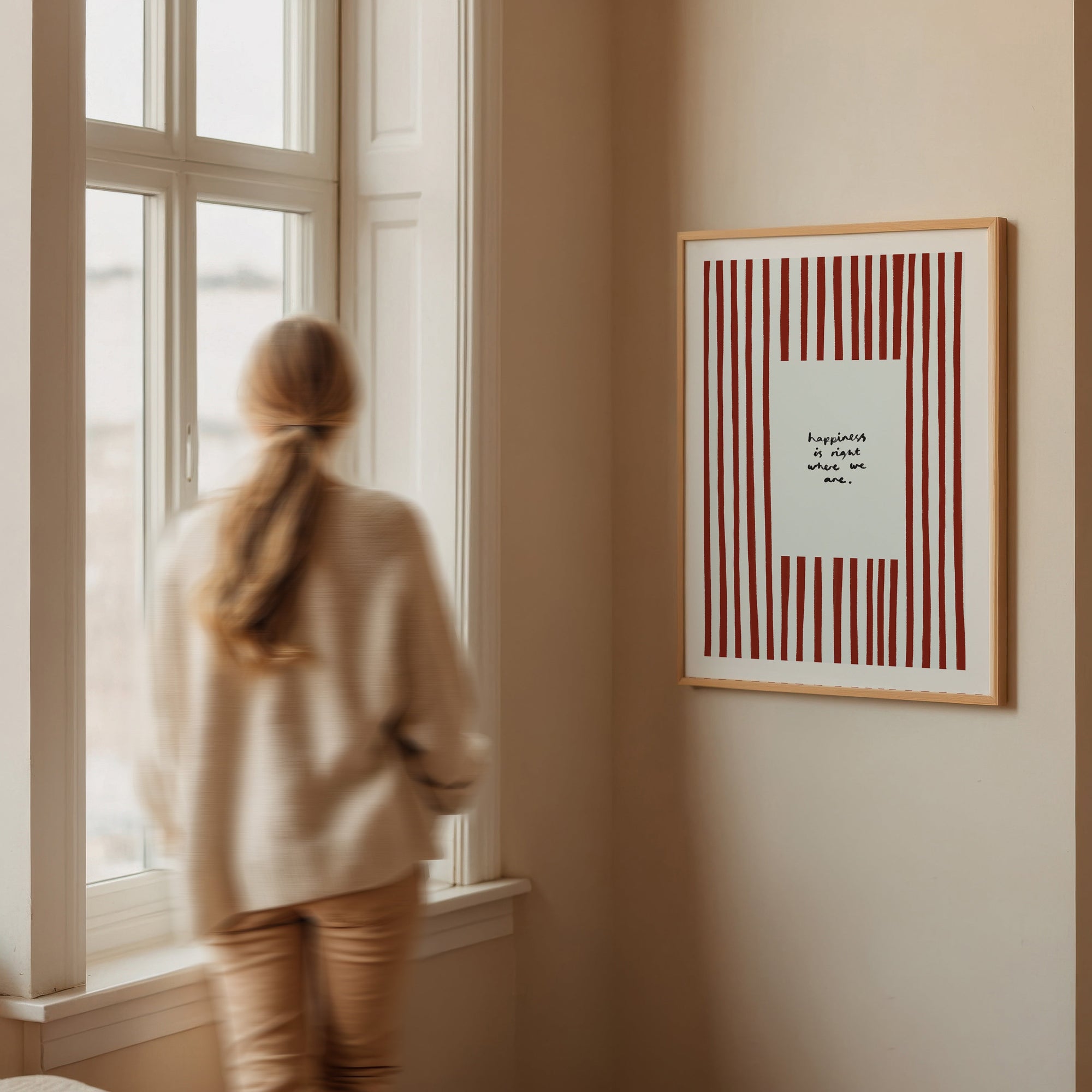 Happiness Is Where We Are | Red Living Room Print | UNFRAMED