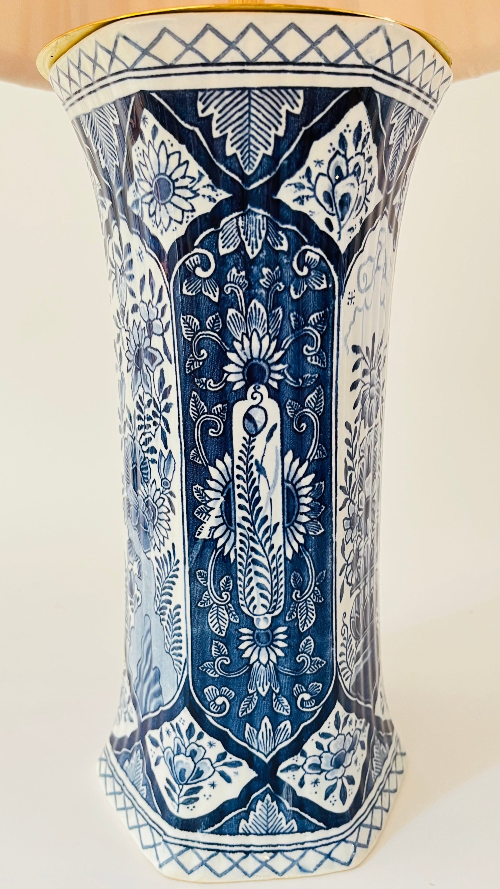 Antique Royal Delft Pillar Lamp
