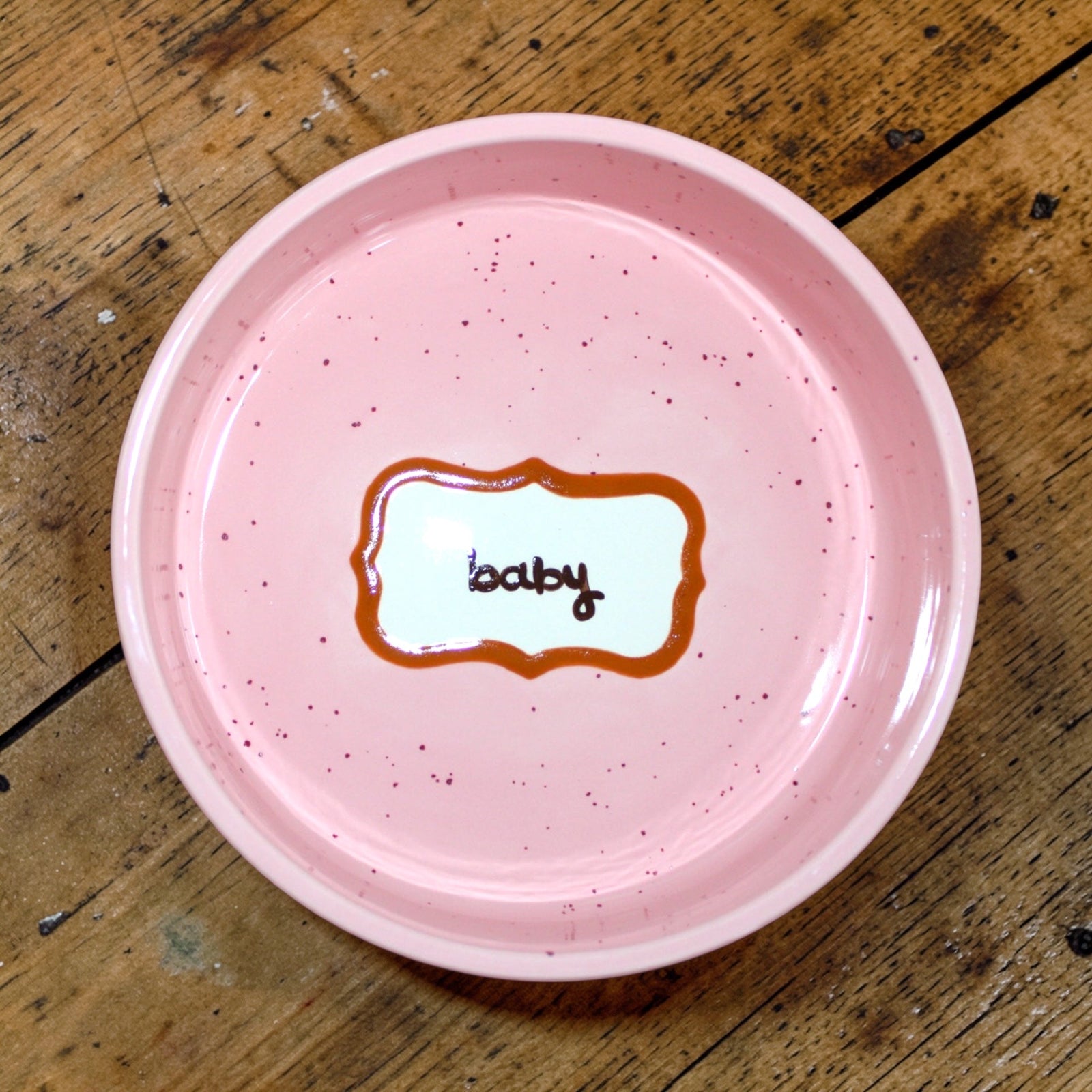 Hand-painted Baby Pink Custom Ceramic Dog Bowl