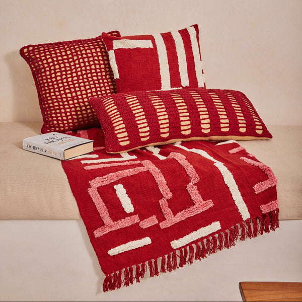 Tarika Net Crochet Wine Throw Pillow | Without Filler