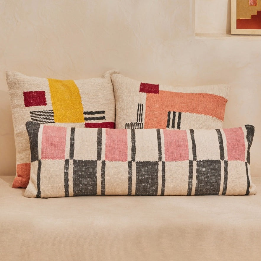 Rani Patch Pink Throw Pillow | Block Print | Cushion Cover