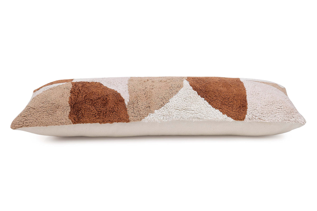 Rangoli Tufted Lumbar Pillow | Brown Neutral | Cushion Cover